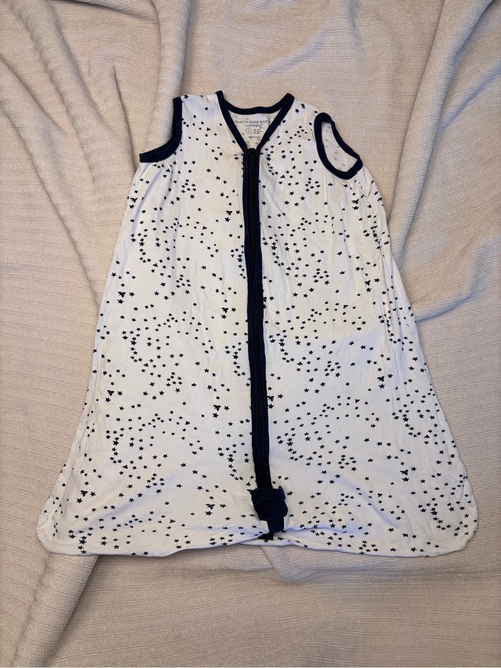 Burt's Bees Baby White Sleep Sack with Navy Star Print